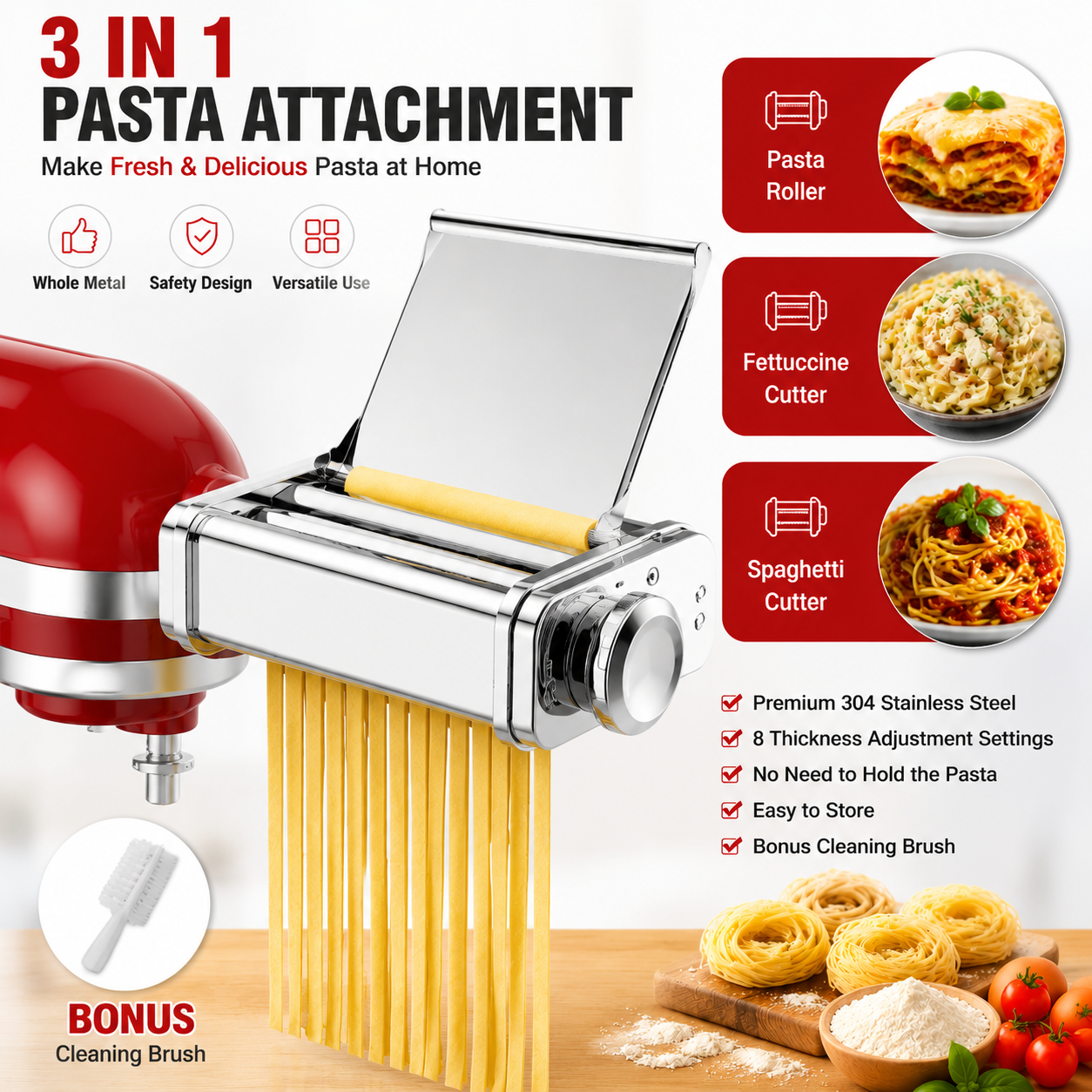 Pasta Machine Electric - Gvode 3 in 1 Pasta Attachment