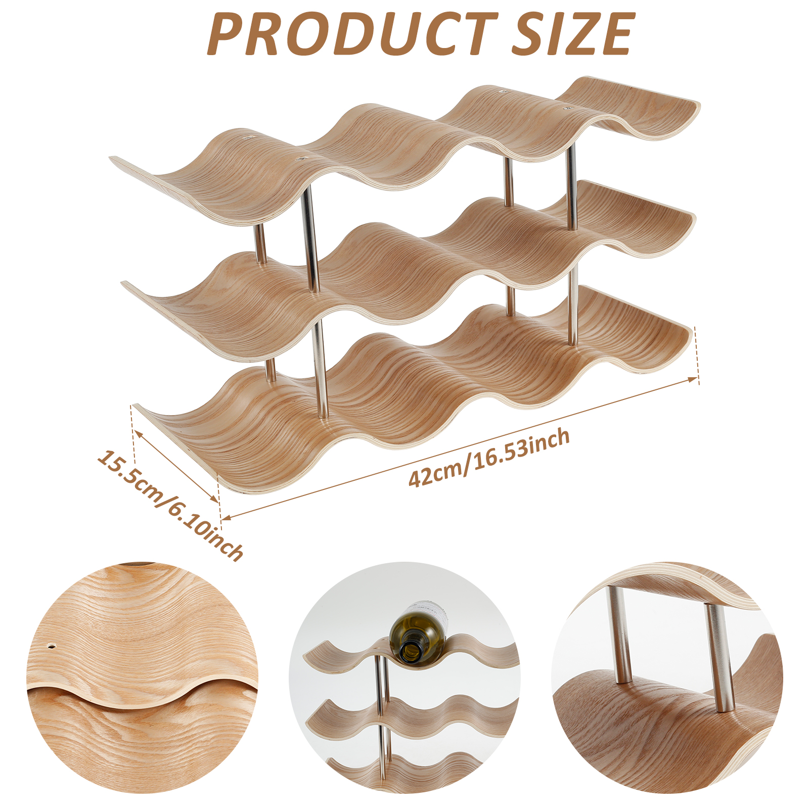 2/3-Tier Wooden Wine Rack Wavy - đánh giá và giá Kitchen Appliances Cabinet