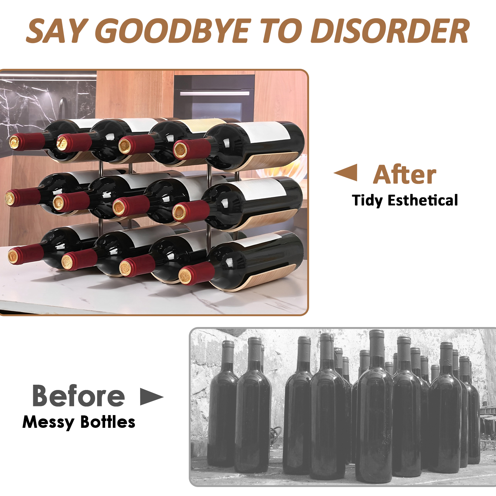 2/3-Tier Wooden Wine Rack Wavy - đánh giá và giá Kitchen Appliances Cabinet